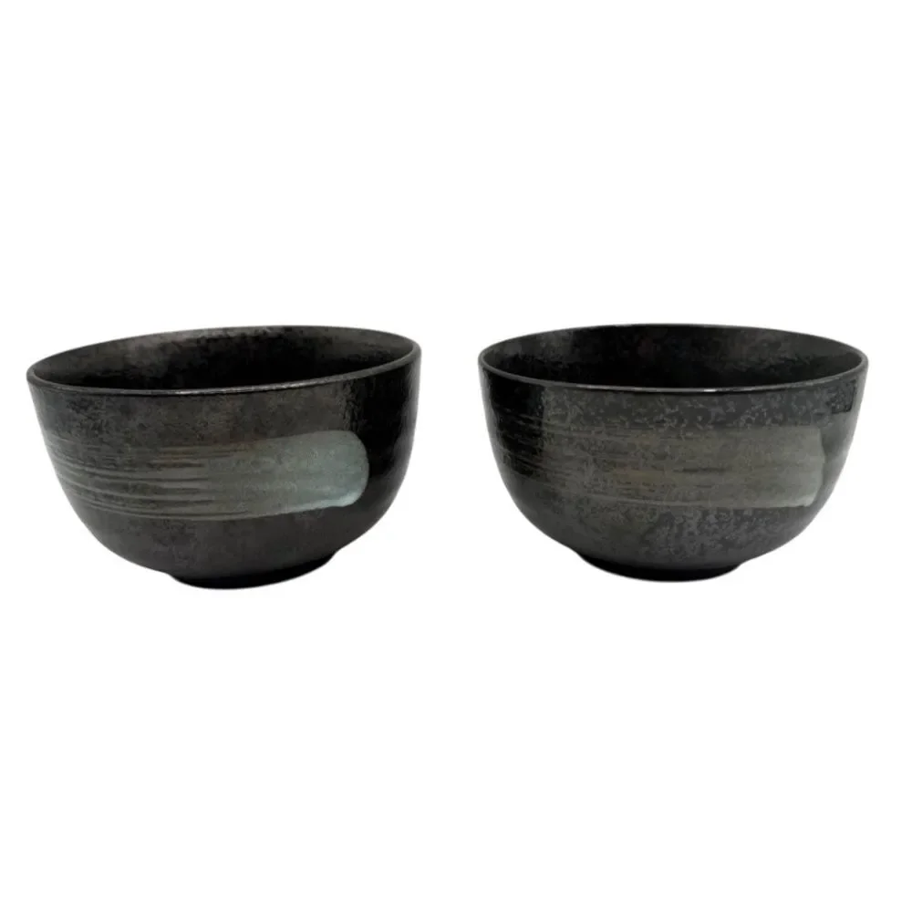 2 Japanese Chawan Matcha Bowls Tea Ceremony Rice Soup Bowls Art Studio Pottery